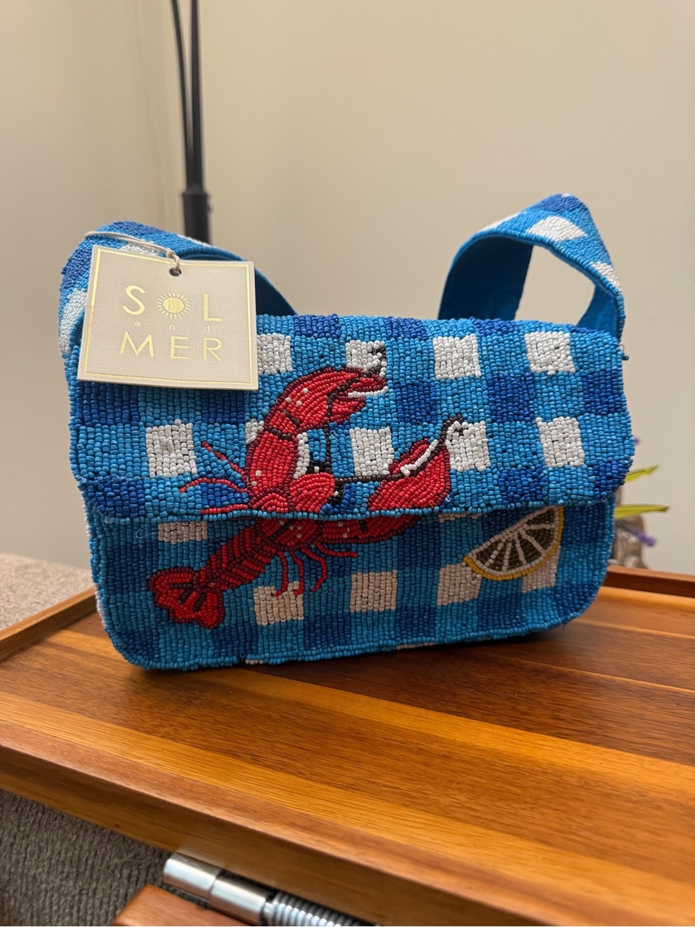Sol Mer Blue Beaded Lobster HandBag